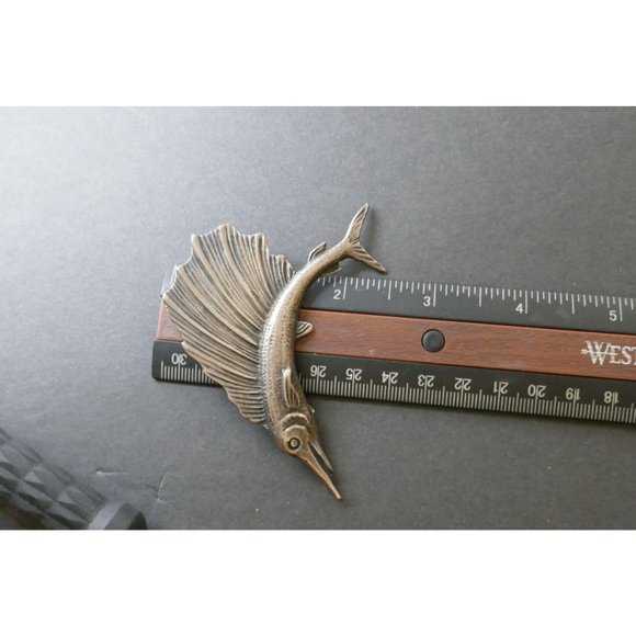 Fabulous Large Vintage Sterling Silver Sailfish Brooch marked Sterling - Picture 5 of 6